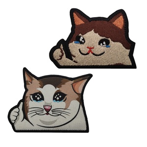 Mare all'aperto transfrontaliero all'ingrosso eco-friendly fatto a mano simpatico gatto dei cartoni animati ricamato con toppe in tessuto di ferro simpatiche gattino - Product Image 1
