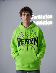 Sudadera con Capucha de Algodón Tejido Impermeable con Estampado de Araña, Estilo Urbano para Hombre 2026, Holgada, Informal, Divertida, con Técnica de Lavado - Product Image 5