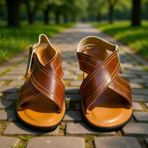 Sandali piatti da donna in vera pelle con punta aperta, modello Huaraches, estivi, casual, da passeggio, con fibbia, tinta unita. - Product Image 2