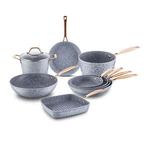 10Pcs Forged Aluminum Marble Coating Induction <strong>Bottom</strong> <strong>Cookware</strong> <strong>Set</strong> - Product Image 1