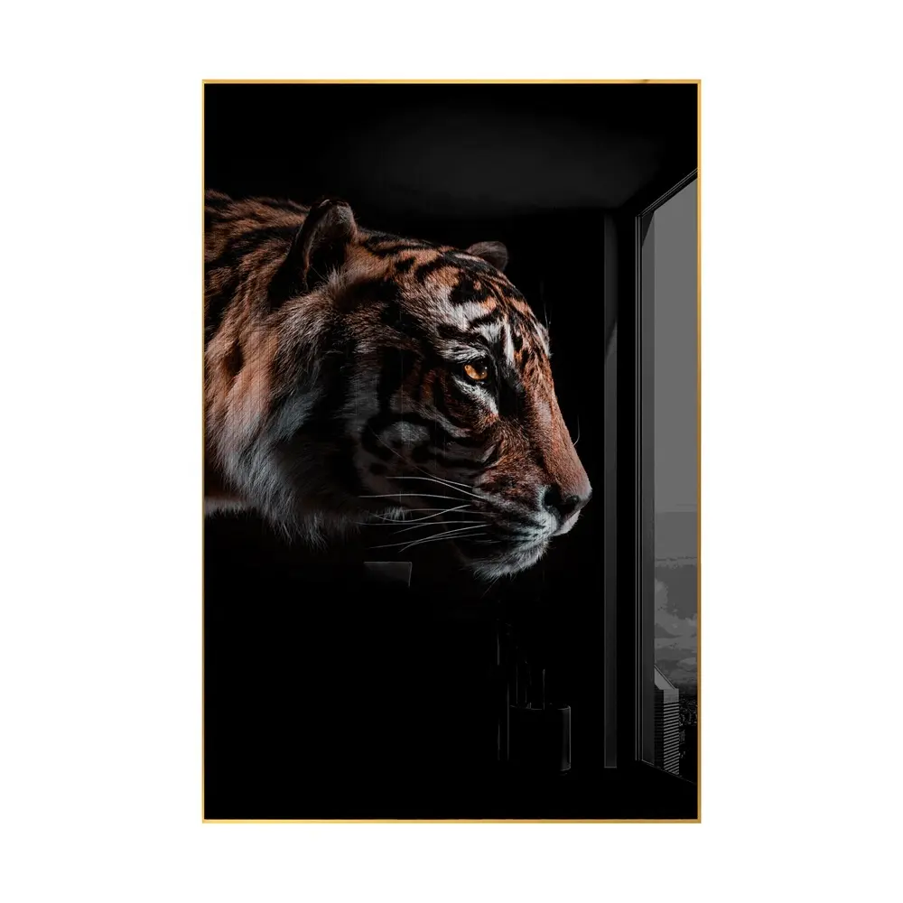 Modern Wall Art Crystal Porcelain Painting Animal Print Picture Leopard Resin Printing
