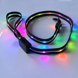 A correia para cães com cores RGB pode mudar de cor e ilumina as coleiras para animais de estimação com LED refletivo USB recarregável