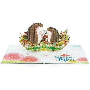 Tarjeta 3D emergente con diseño de erizo para mamá, tarjeta de felicitación para el Día de la Madre con flores y mariposas, tarjeta de papel con acabado mate - Product Image 2