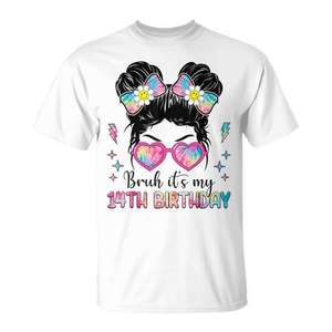 Camiseta para niña de 14 años, diseño Tie Dye, regalo de cumpleaños, cuello redondo, manga corta, impresión digital - Product Image 1