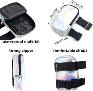 Sac de cuisse en PU holographique avec sangles réglables, sac de téléphone coloré pour femme, sac de cuisse pour la randonnée en plein air - Product Image 3