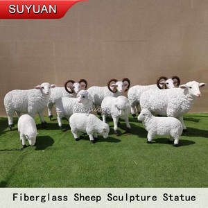 تمثال كبير مخصص بالحجم الطبيعي من الألياف الزجاجية للأغنام محاكاة واقعية للنحت الحيواني لتزيين الحديقة - Product Image 5