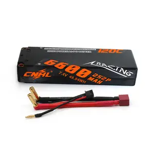 CNHL Racing Series 6600MAH 7.4V 2S 120C Lipo Battery Hard Case with 5.0 Bullet-Dean Plug For Rc Car