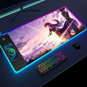 Chuột chơi game pad với biểu tượng tùy chỉnh chết cắt lớn lớn RGB chuột Pad với bộ sạc không dây không thấm nước Anime cô gái Mousepad Chuột Mat - Product Image 2