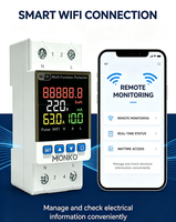 Relais de protection contre les surtensions et les fuites à la terre intelligent WiFi 63A, stabilisateur de tension AC 10kVA monophasé avec minuterie et compteur d'énergie kWh