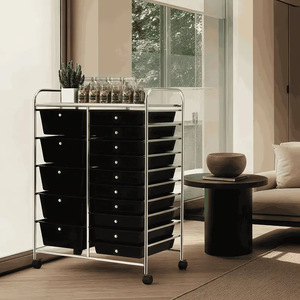 Support de rangement mobile multifonctionnel de grande capacité Support de rangement domestique en plastique pour le salon Chariot à snacks - Product Image 1