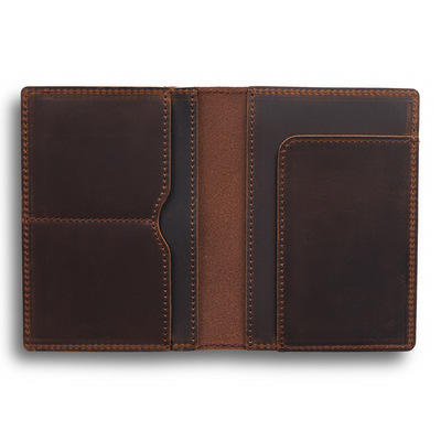 crazy horse Genuine Leather passport Holder brown
