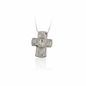 Collier à breloques en or blanc massif 14 carats Art Crucifix Jésus Croix Bijoux fins pour femmes fabriqués en Turquie - Product Image 2