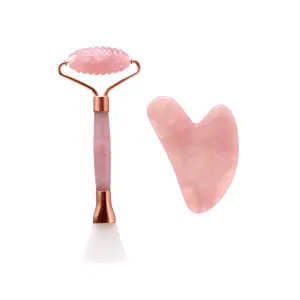 Conjunto de rolo jade rosa rosa de quartzo, rolo de jade e gua sha fornecedor de alta qualidade