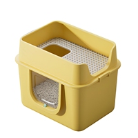 Bac à litière pour chat et chinchilla en PP entièrement fermé, taille personnalisée, anti-éclaboussures, isolation des odeurs, avec rebord en pin naturel et accessoires de saut