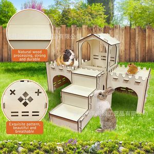 Casa de Madera Modular para Mascotas, Castillo para Conejos y Cobayas, Escondite para Animales Pequeños, Multifuncional, Rectangular, Origen Shandong - Product Image 2