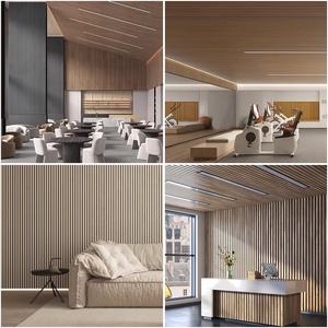 목재 베니어 MDF 슬랫 음향 벽 패널 방음 목재 슬랫 음향 벽 패널 목재 슬랫 아쿠패널 - Product Image 5