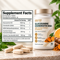 Comprimés de Glucosamine, Chondroïtine et MSM avec Curcuma et Vitamine C pour la Santé Osseuse – Vente Directe Usine, OEM/ODM, pour Adultes