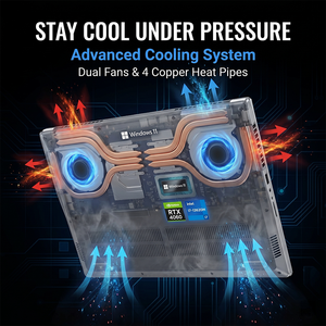 Ordinateurs portables de jeu Yifang 16 pouces avec processeur I7-13620H, carte graphique RTX 4060, système 11, options personnalisables, refroidissement haute performance, haute performance - Product Image 4