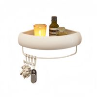 Étagère d'angle de salle de bain style crème, étanche, murale triangulaire, sans perçage, organisateur de rangement pour douche et vasque