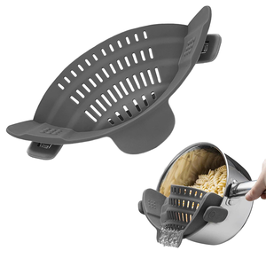 Passoire à clipser en silicone pour bord de casserole, filtre anti-déversement à large ouverture pour nouilles et résidus alimentaires, égouttoir polyvalent pour fruits et légumes - Product Image 1