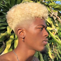Peluca Afro Rizada de Silicona GL PU para Hombre, Unidades Capilares Kontes de Piel Fina, Peluca de Cabello Humano Natural Afro para Hombres Negros