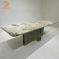 Ensemble table à manger ronde de luxe 12 places en marbre design en métal