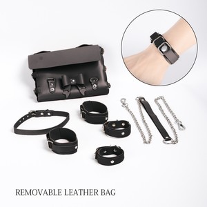 Lot de 4 pièces SM pour adultes : Collier, menottes et attaches de cheville en PU, 4 couleurs, avec sac de rangement pour couple - Product Image 3