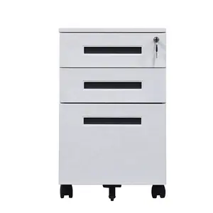 New Arrival Commercial School Half Height Metal 3 Drawer Mobile Pedestal Steel Filing Cabinet