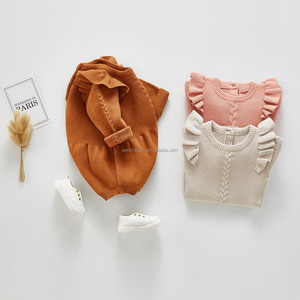 D1237 Combinaison unie pour bébés garçons à petites manches volantées 100% Coton, Article très demandé, En promotion - Product Image 2