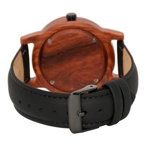 <span class=keywords><strong>Orologio</strong></span> in Legno con Funzione Bussola, Logo Personalizzabile, Colore Rosso Legno, con Cinturino in Pelle di Qualità - Product Image 3