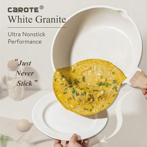 Juego de Utensilios de Cocina <span class=keywords><strong>CAROTE</strong></span> de 21 Piezas Antiadherentes para Inducción con <span class=keywords><strong>Sartenes</strong></span> y Ollas, Libres de PFOS/PFOA, Granito Blanco - Product Image 4