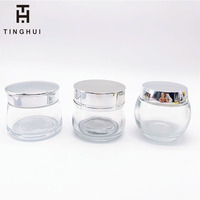 Nuevo Tarro de Vidrio Esmerilado Redondo con Forma de Barriga para Crema Facial, Tapa Dorada Mate, Transparente, para Cosméticos, Lociones, Exfoliantes