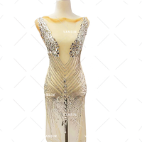 Robe de luxe vert rose rouge AB noir or panneau cristal brodé fleur corsage applique vente entière articles en stock