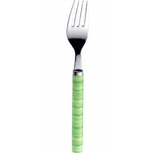 Fourchette en acier inoxydable à manche rayé vert, couverts modernes pour la maison, les mariages et les cafés - Product Image 1