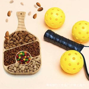 Bandeja de Bambú en Forma de Pipa con Asas, Dividida para Servir Bocadillos, Frutos Secos, Quesos y Charcutería, Color Madera Natural - Product Image 1