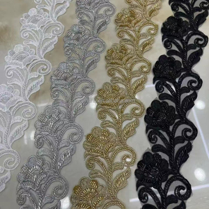 Garniture en dentelle de mariée florale blanche/dernière broderie garniture en dentelle Rose haute qualité broderie lait soie accessoires de vêtement venise <span class=keywords><strong>Fa</strong></span> - Product Image 1
