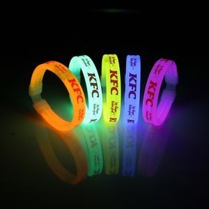 Personalizable PS Material fluorescente LED plana luminosa pulsera intermitente juguete pulsera Logo impresión CE RoHS certificado Unisex - Product Image 4