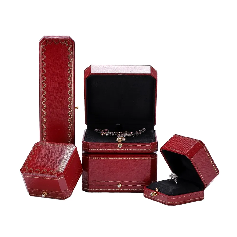 Pacchetto di gioielli all'ingrosso Custom portagioie in pelle PU Luxury bracciale collana orecchini scatola anello confezione portagioie