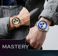 Montre chronographe à quartz avec tachymètre, bracelet en acier inoxydable, montre sport avec affichage de la date