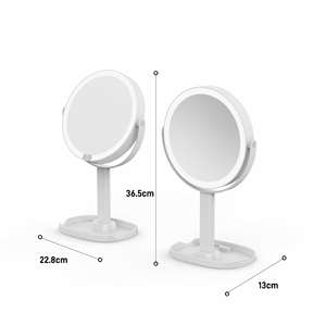 Espejo de Maquillaje LED Redondo con Almacenamiento, Lámpara de Mesa Cosmética Portátil Recargable, Suministro de Fábrica - Product Image 4