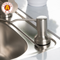 Distributeur de savon pour évier de cuisine en gros, ensemble en acier inoxydable 304 avec pompe et bouteille en PE, logo et couleur personnalisables pour la rénovation hôtelière