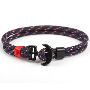Bracelet tissé à la main ancre unisexe Bracelet de corde nautique avec fermoir <span class=keywords><strong>noir</strong></span> Bracelet de corde durable Bracelets de <span class=keywords><strong>marin</strong></span> pour hommes - Product Image 2