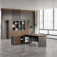 Bureau de direction modulaire ergonomique minimaliste en bois grainé en forme de L, table de bureau en MDF écologique avec rangement, pour usage commercial