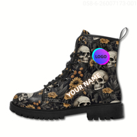 Bottes plateforme gothiques personnalisées de haute qualité avec logo pour hommes et femmes, bottes Martin décontractées pour la marche et le sport 058-6-26007173-001