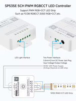 Controlador LED SP535E PWM RGBCCT IoT con Wifi, APP, Alexa, Google Home, 5050 FCOB BT, regulador de intensidad PWM para tiras de luz, DC 5-24V, 5 canales