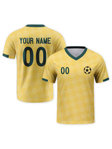 <span class=keywords><strong>Maillot</strong></span> <span class=keywords><strong>de</strong></span> football 2026 100% polyester OEM personnalisé pour équipe <span class=keywords><strong>de</strong></span> club rouge jaune transfert thermique respirant col en V séchage rapide pour fans - Product Image 2