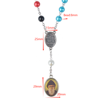 Chapelet Religieux Spécial Saint Charbel, Perles de Verre 8mm, Chapelet Catholique Cinq Couleurs, Pendentifs et Breloques Tendance, Cadeau