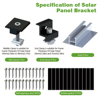 SunX-Tech Aluminium 120mm Mini Rail Set 6-Piece Universal Inter Clamp End Clamp Sistem Rak Panel Surya untuk Atap Logam Trapesium