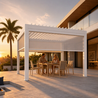 Pergola bioclimatique motorisée en aluminium, gazebo écologique, imperméable, de luxe, pour jardin, balcon, terrasse