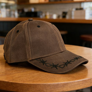 Gorra de Béisbol Vintage Lavada de 6 Paneles con Bordado 3D de Alambre de Púas - Sombrero Ligero Casual para el Sol, Ideal para Streetwear y Actividades al Aire Libre - Product Image 3